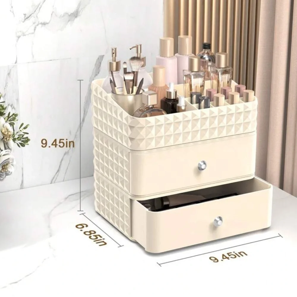 Cream Makeup Storage Organizer with Drawers
